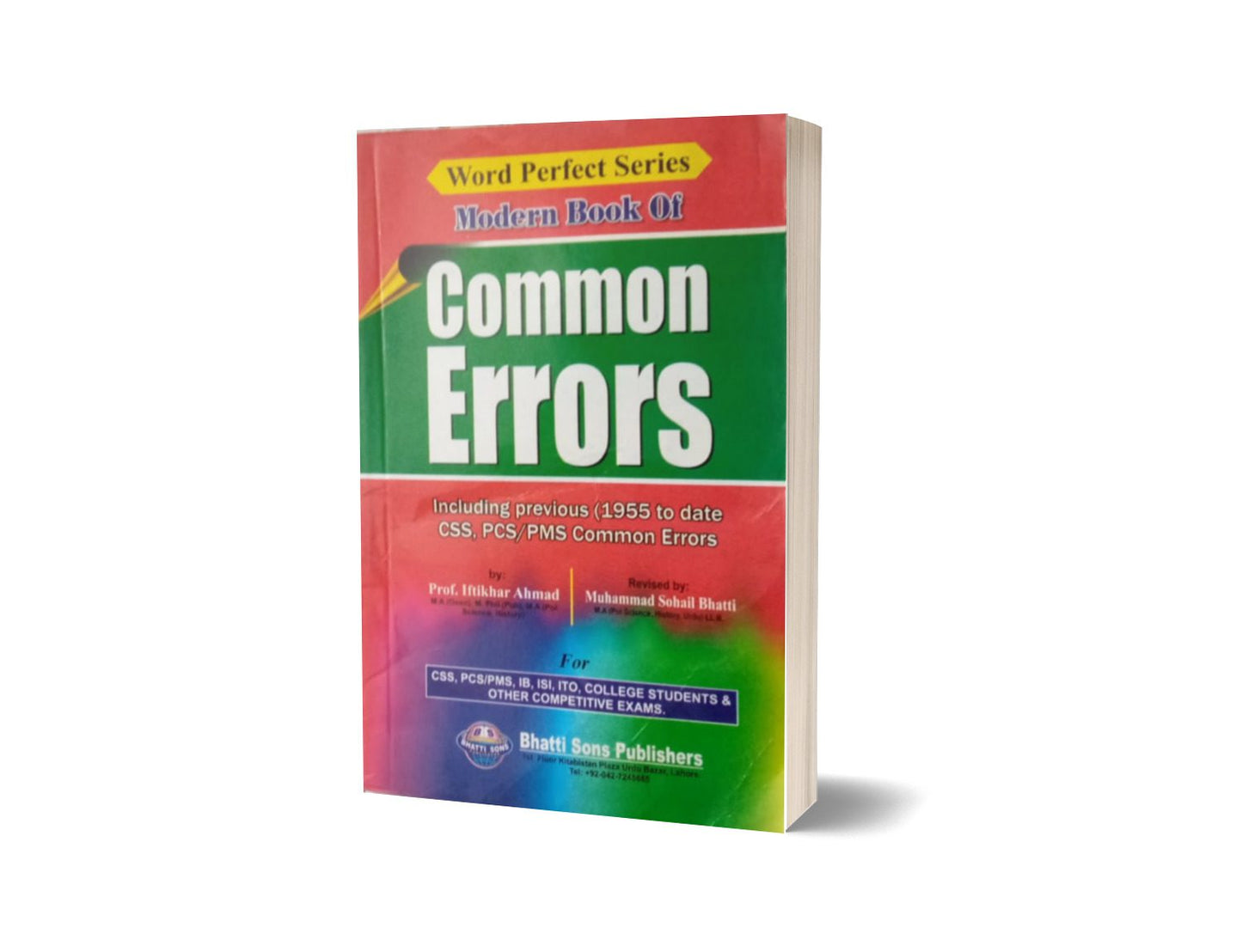 Modern Book Of Common Errors For CSS.PMS-PCS By Muhammad Sohail Bhatti-Books-Maktaba Sultan e Alamgir
