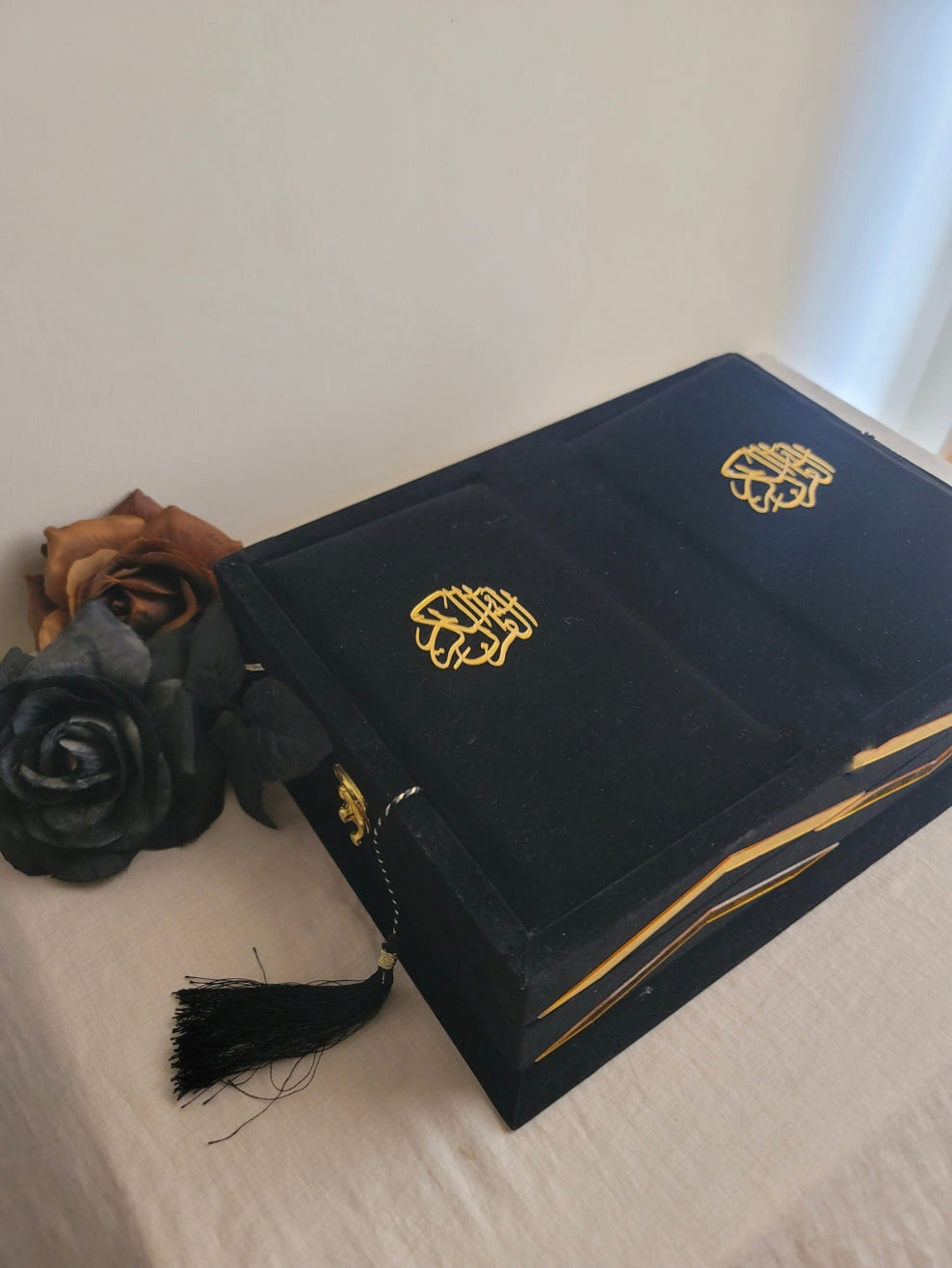 Velvet Bridal Quran Set (Ittar , Tasbeeh , Velvet Quran , Velvet Rahal Box