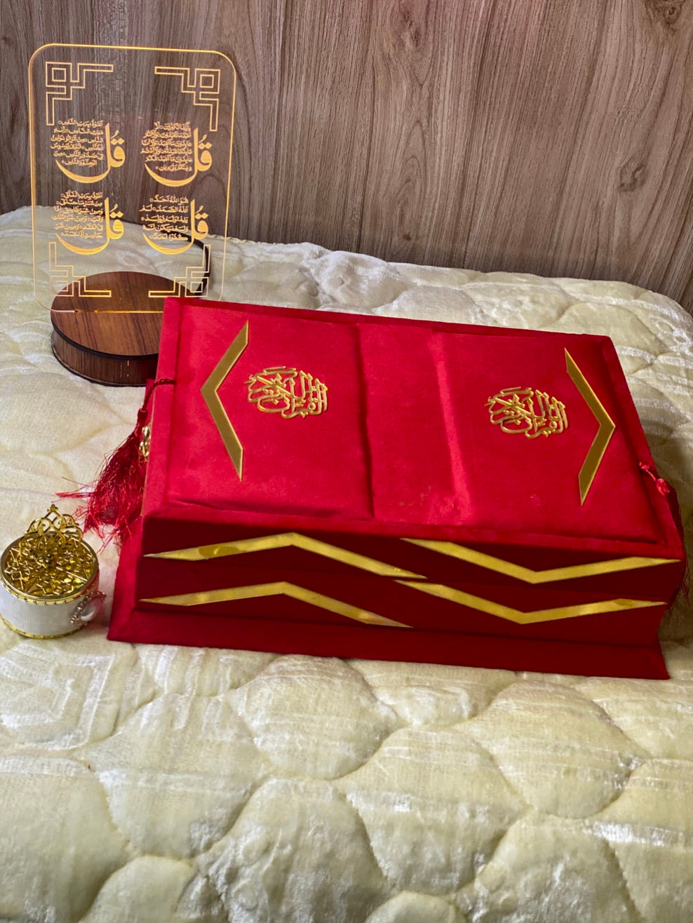 Velvet Bridal Quran Set (Ittar , Tasbeeh , Velvet Quran , Velvet Rahal Box
