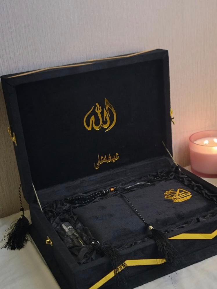 Velvet Bridal Quran Set (Ittar , Tasbeeh , Velvet Quran , Velvet Rahal Box