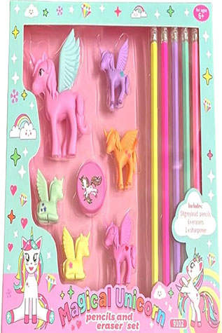 Magical Unicorn Pencils And Erasers Set-Books-Maktaba Sultan e Alamgir