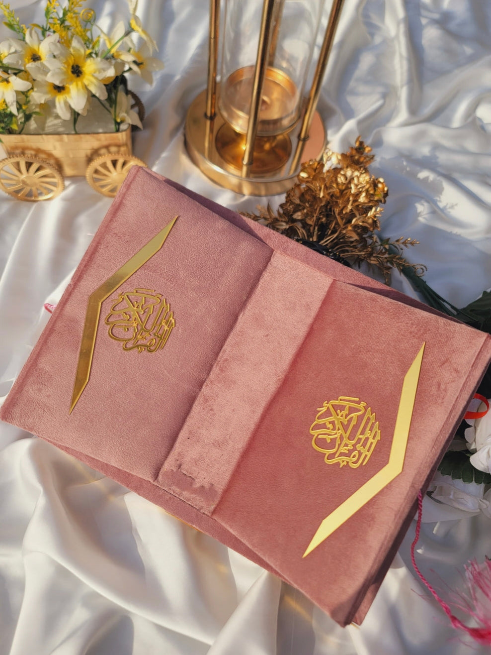 Velvet Bridal Quran Set (Ittar , Tasbeeh , Velvet Quran , Velvet Rahal Box