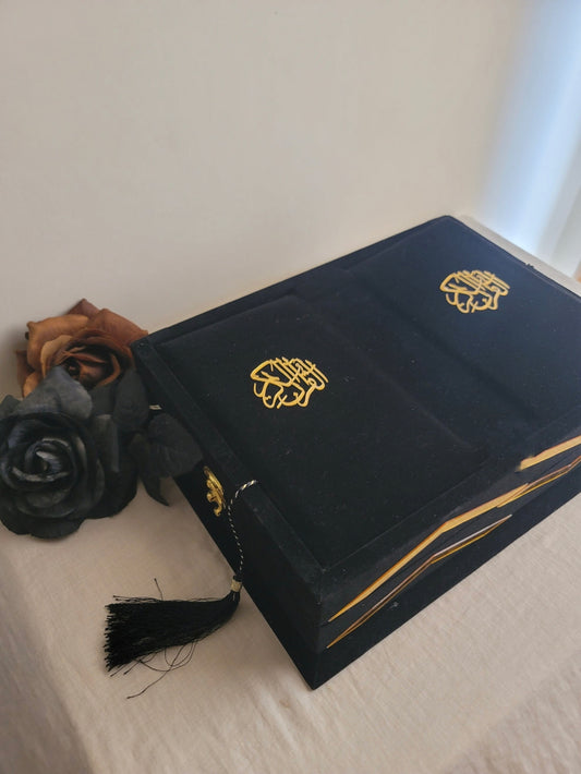 Velvet Bridal Quran Set (Ittar , Tasbeeh , Velvet Quran , Velvet Rahal Box