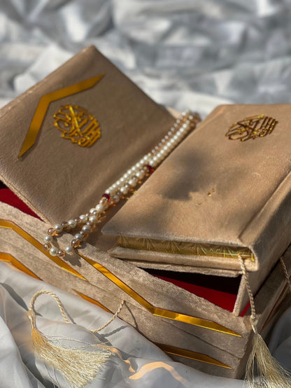 Velvet Bridal Quran Set (Ittar , Tasbeeh , Velvet Quran , Velvet Rahal Box